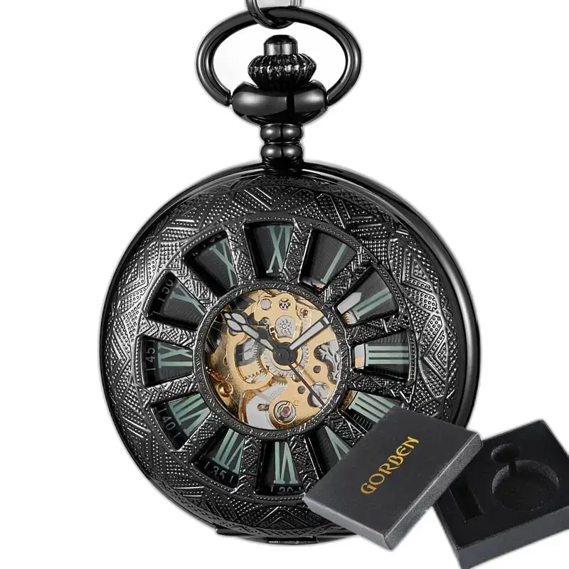 Orologio da tasca luminoso Evil Flower orologio elegante e vintage in ferro nero