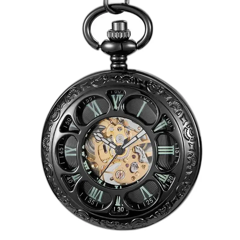 Orologio da tasca luminoso Spider Ruins con quadrante nero e design elegante