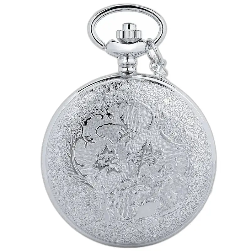 Orologio da tasca di lusso con design inciso, collana girevole in oro smeraldo