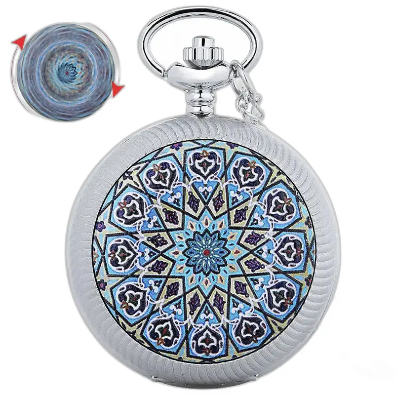 Orologio da tasca di lusso con design a mosaico blu per uomo e donna