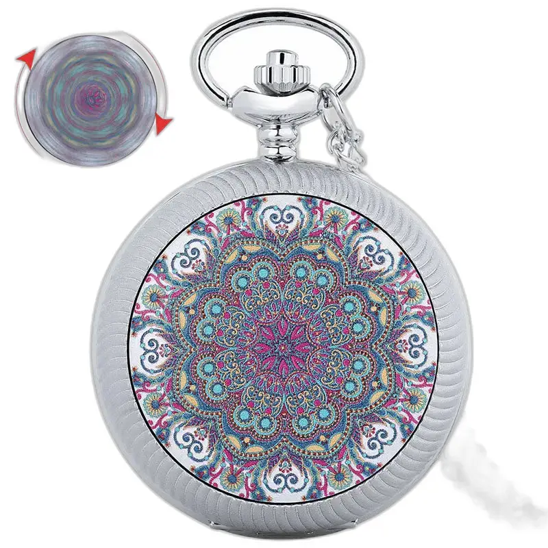 Orologio da tasca di lusso con design mandala colorato per uomo e donna