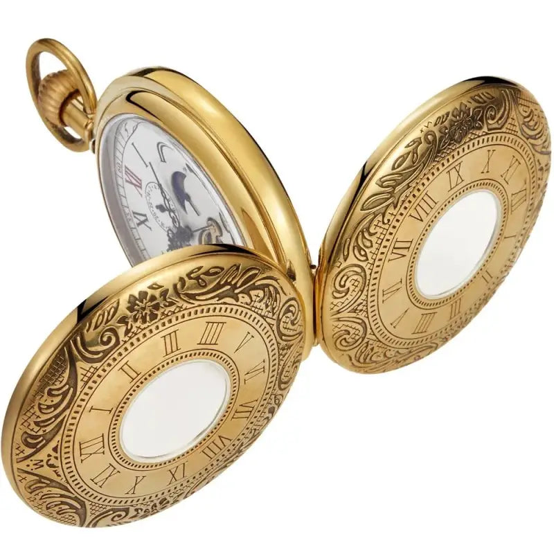 Orologio da tasca di lusso Double Demi Chasseur con un bellissimo quadrante dorato