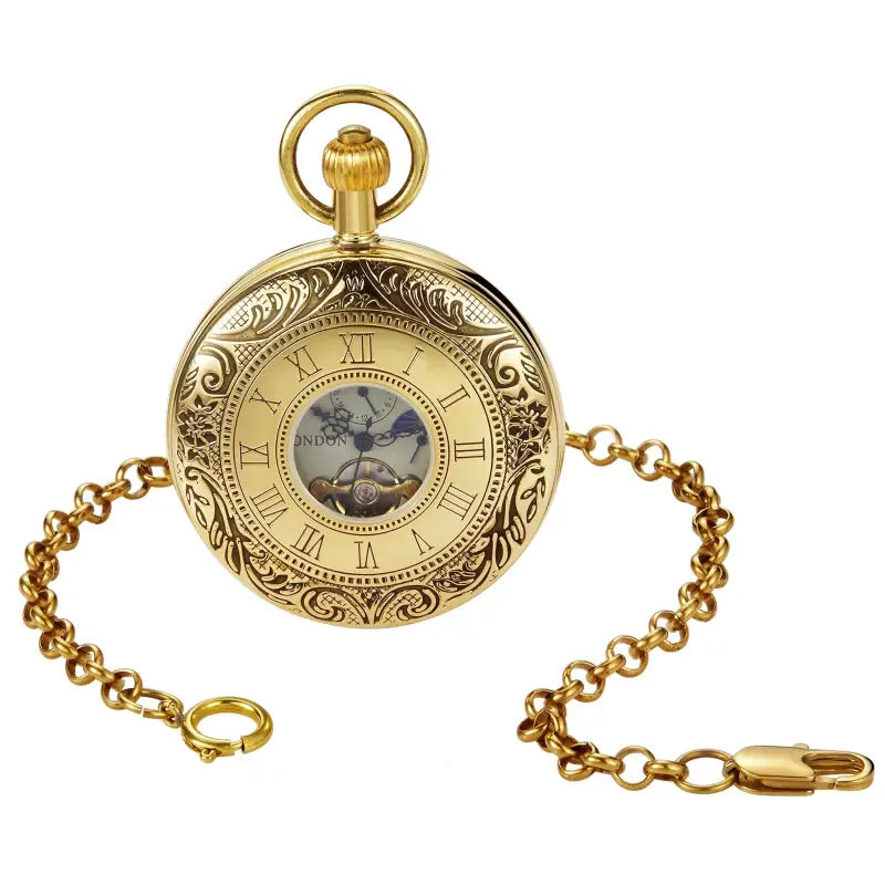 Orologio da tasca di lusso Double Demi Chasseur in oro con catena elegante
