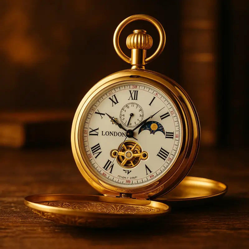 Orologio da tasca di lusso Double Demi Chasseur con numeri romani e cassa in oro