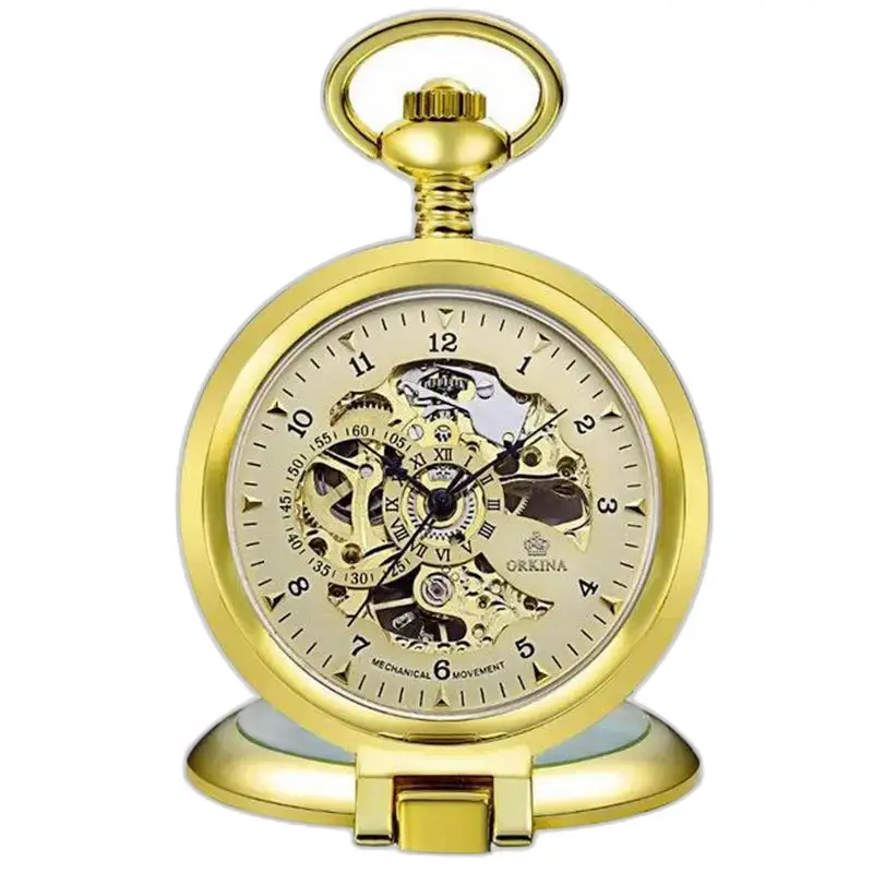 Orologio da tasca Orkina in oro con elegante movimento meccanico