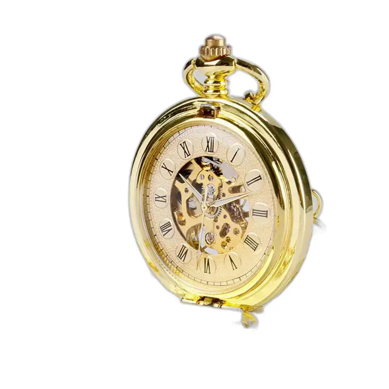 Orologio da tasca meccanico di lusso a carica manuale dorata con movimento meccanico