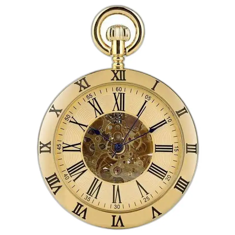 Orologio da tasca di lusso Pierre D'or con ingranaggi a vista ed elegante finitura dorata