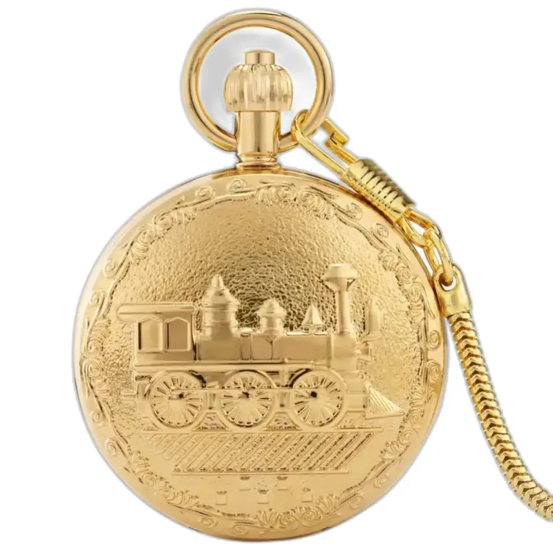 Orologio da tasca di lusso Prestige Loco D'or da tasca con design a treno in tonalità oro