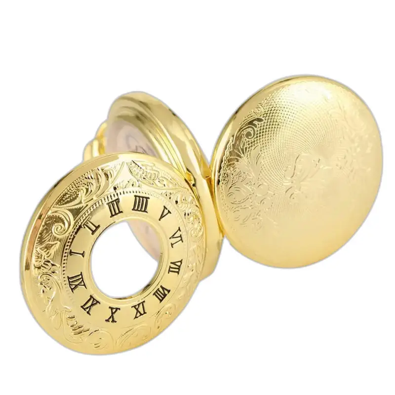 Orologio da tasca scheletrato in oro di lusso con cassa in oro decorata e numeri romani