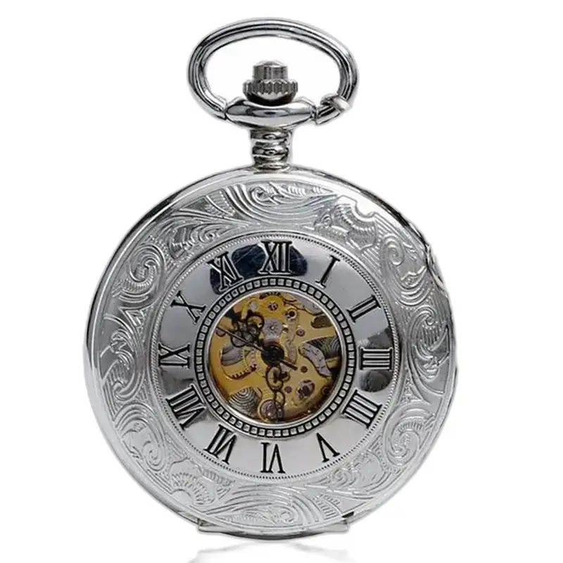 Orologio da tasca meccanico vintage di lusso con lancette e movimento meccanico a vista