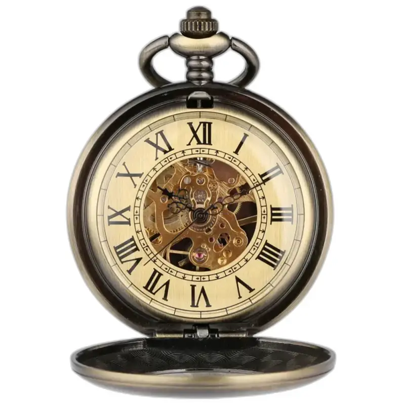 Orologio da tasca da uomo in bronzo da sogno di lusso, elegante orologio meccanico antico