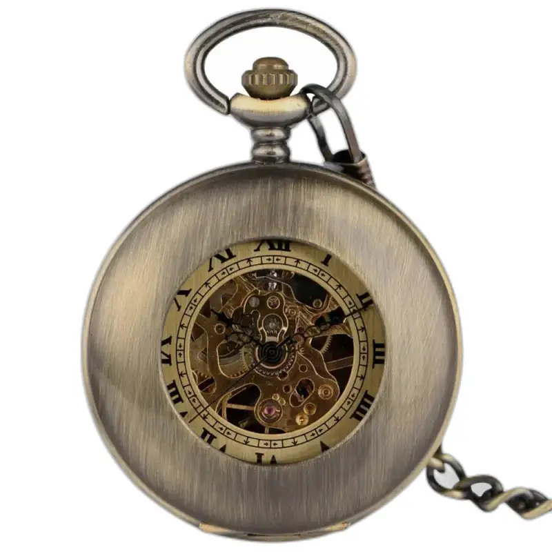 Orologio da tasca da uomo di lusso Dream Bronze con meccanismo a vista e design antico
