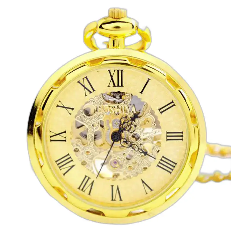 Orologio da tasca meccanico di lusso in argento con un'elegante cassa color oro