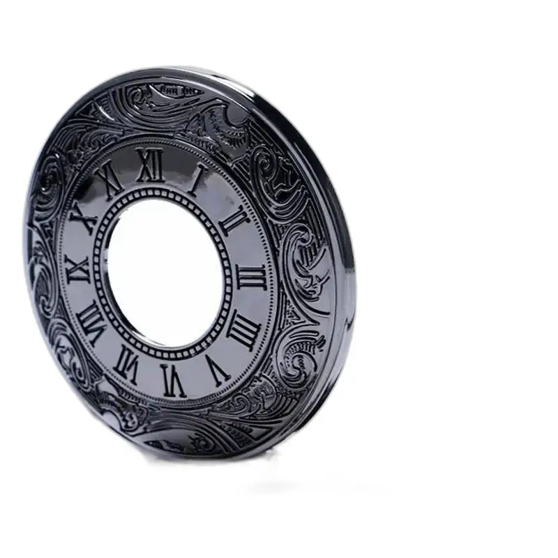 Orologio da tasca meccanico chic in metallo nero con quadrante decorato e numeri romani