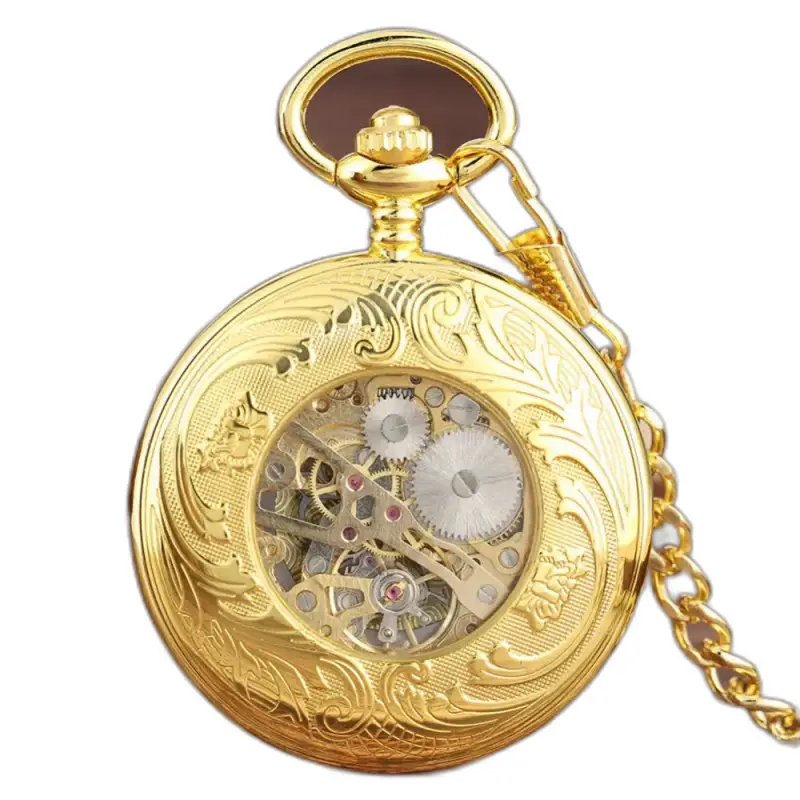 Orologio da tasca meccanico Heritage Bronze con dettagli in oro e meccanismo a vista