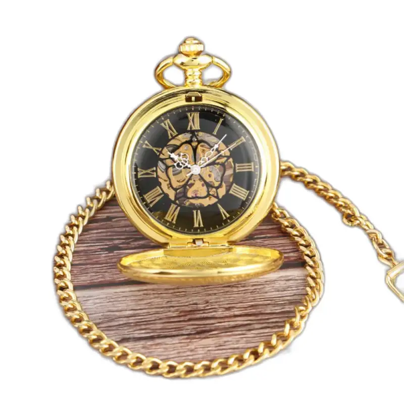 Orologio da tasca meccanico Heritage in bronzo con catena e finitura dorata