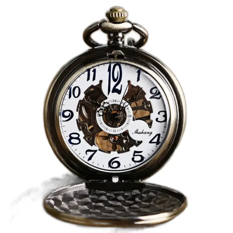 Orologio da tasca meccanico vintage in bronzo Heritage con elegante design antico