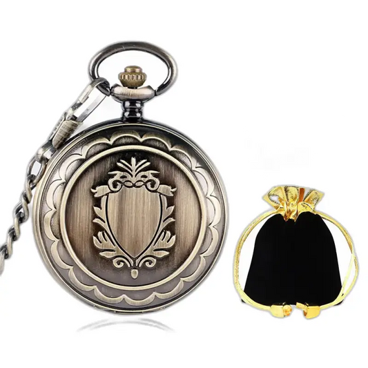 Orologio da tasca meccanico Heritage in bronzo con catena e custodia vintage