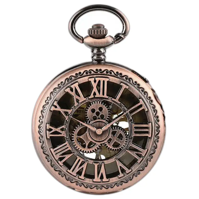 Orologio da tasca meccanico in rame stile Steampunk con design in bronzo ornato