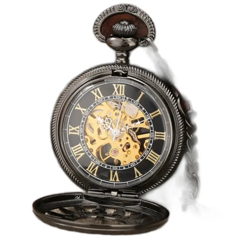 Orologio da tasca meccanico Dark Sun per uomo e donna in colore nero elegante e raffinato