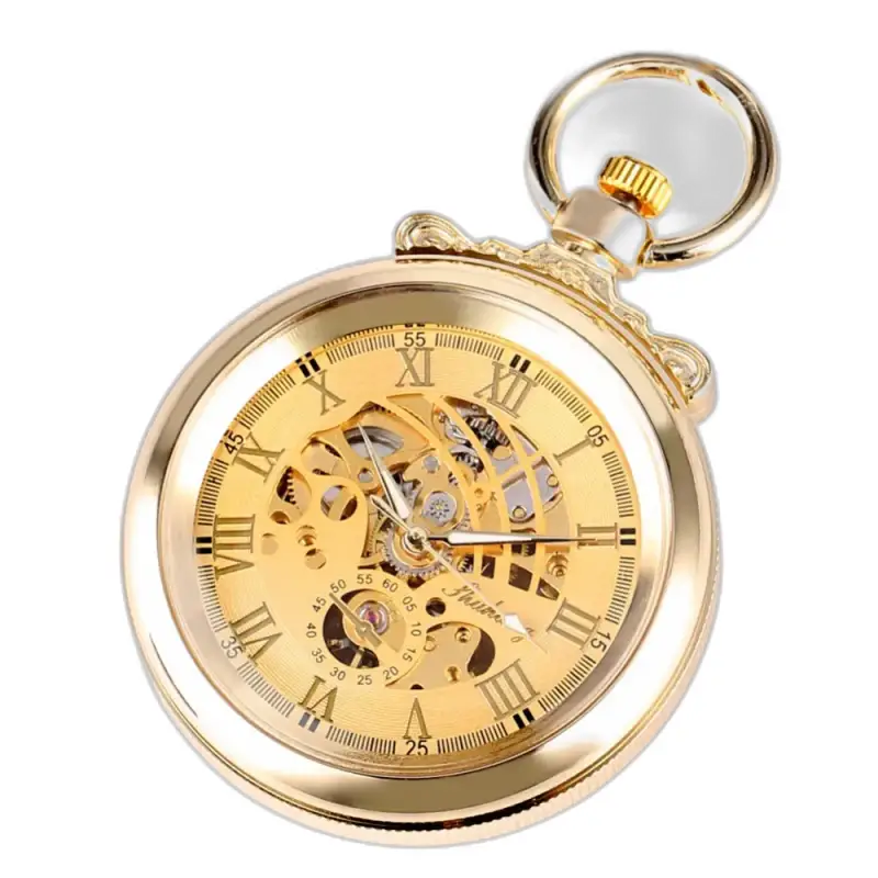 Orologio da tasca meccanico di lusso in oro da uomo con un elegante design dorato