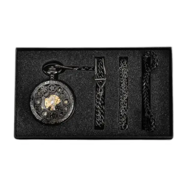 Montre à gousset Mécanique Gold Tentation avec boîtier noir élégant et raffiné