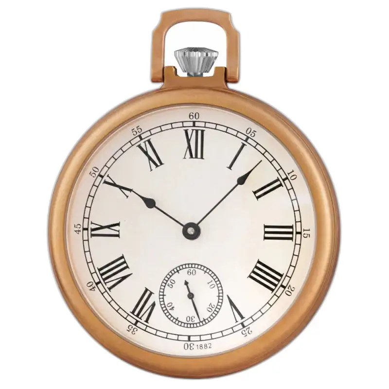 Orologio da tasca meccanico in oro vintage, orologio da tasca in oro con numeri romani