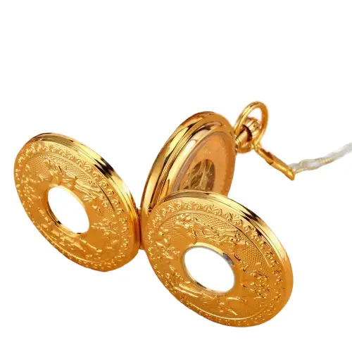 Orologio da tasca meccanico Golden Bell Luxe con disegno floreale ornato