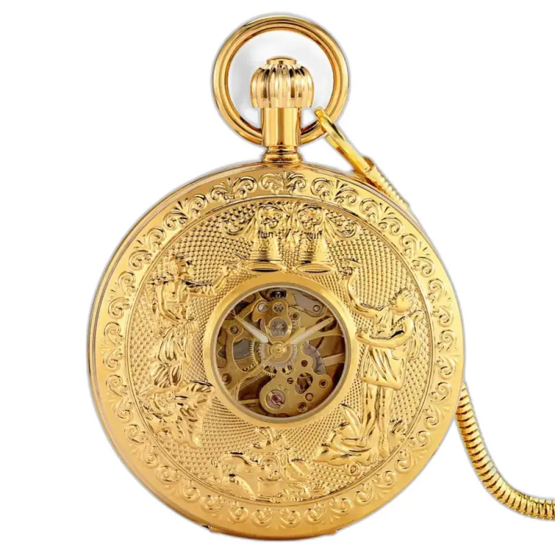 Orologio da tasca meccanico Golden Bell Luxe con un elegante design dorato