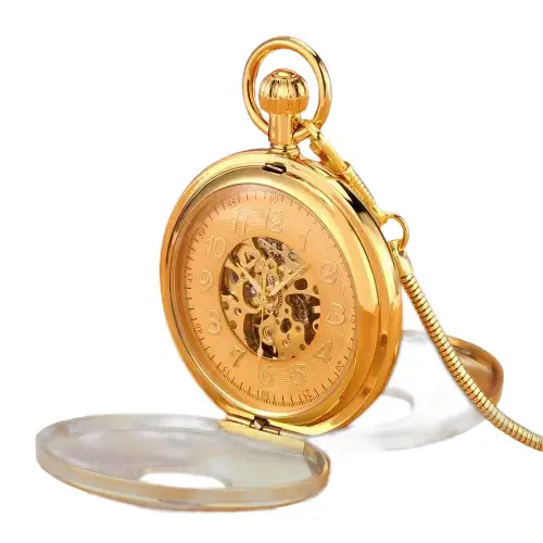 Orologio da tasca meccanico Golden Bell Luxe con catena color oro