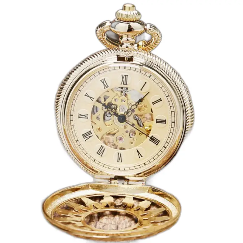 Montre à gousset Mécanique Golden Sun en or, élégante et vintage