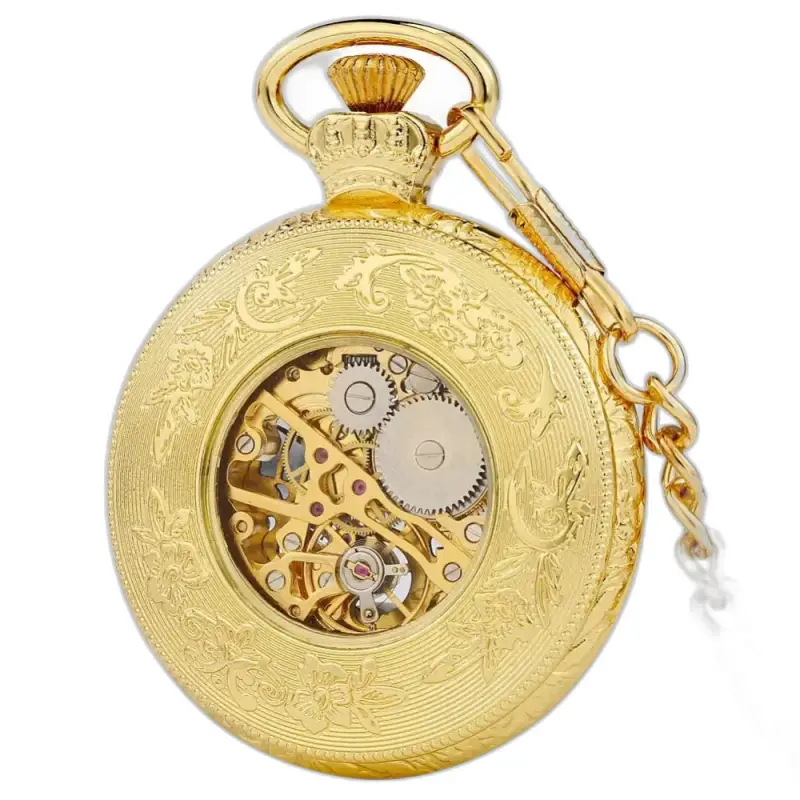 Orologio da tasca meccanico da uomo Goldenheirloom Luxe in elegante tonalità oro