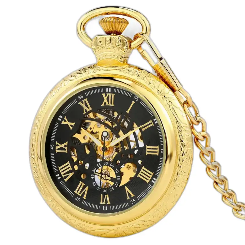Orologio da tasca meccanico da uomo Goldenheirloom Luxe con catena color oro