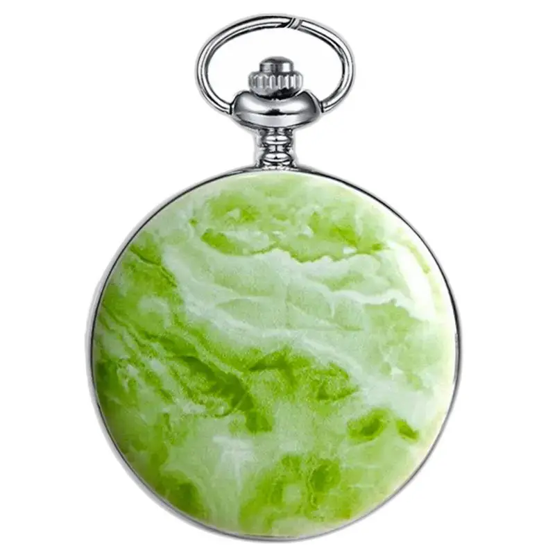 Orologio da tasca meccanico di lusso in marmo verde con un design marmorizzato verde e bianco