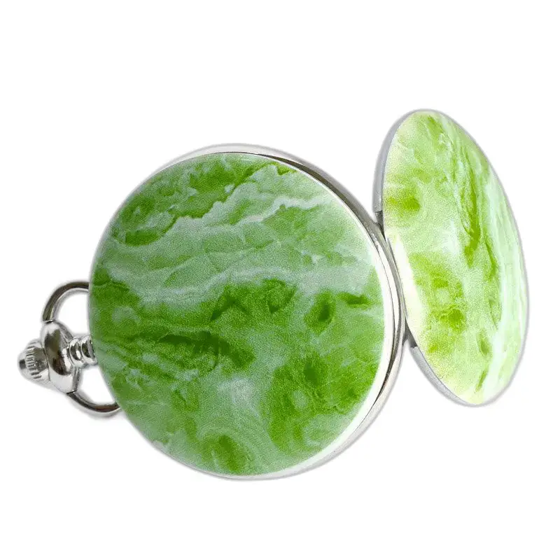 Orologio da tasca meccanico Greenmarble Luxe con un elegante design marmorizzato verde