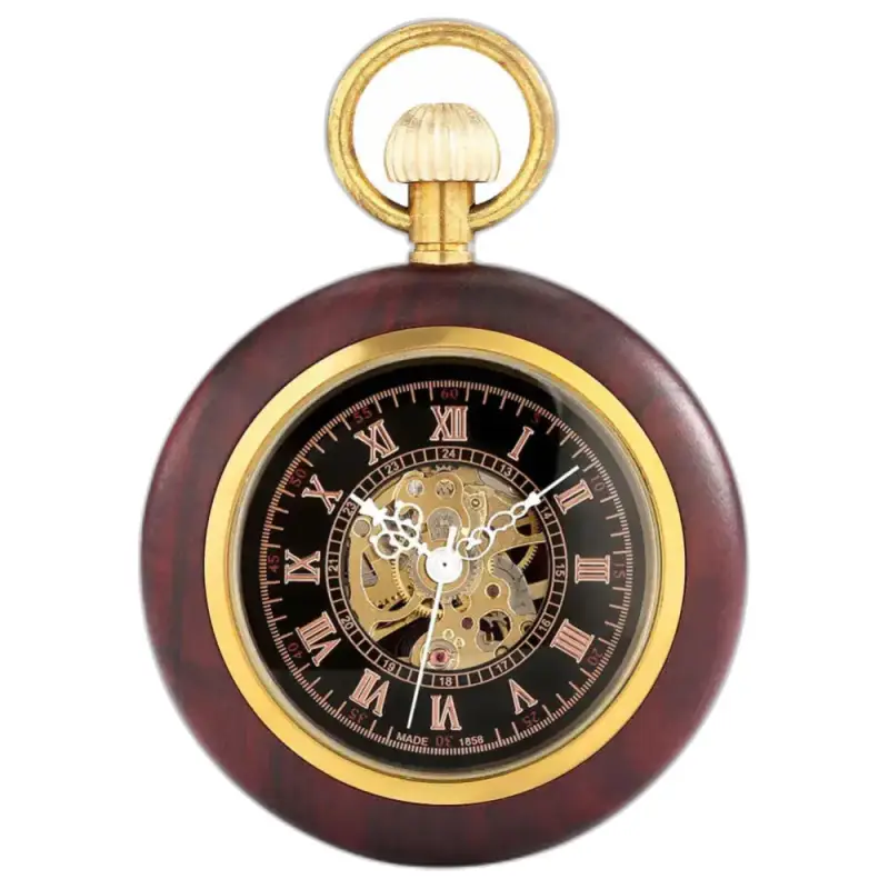 Orologio da tasca meccanico da uomo Kinetic Woodcraft Luxe con meccanismo a vista