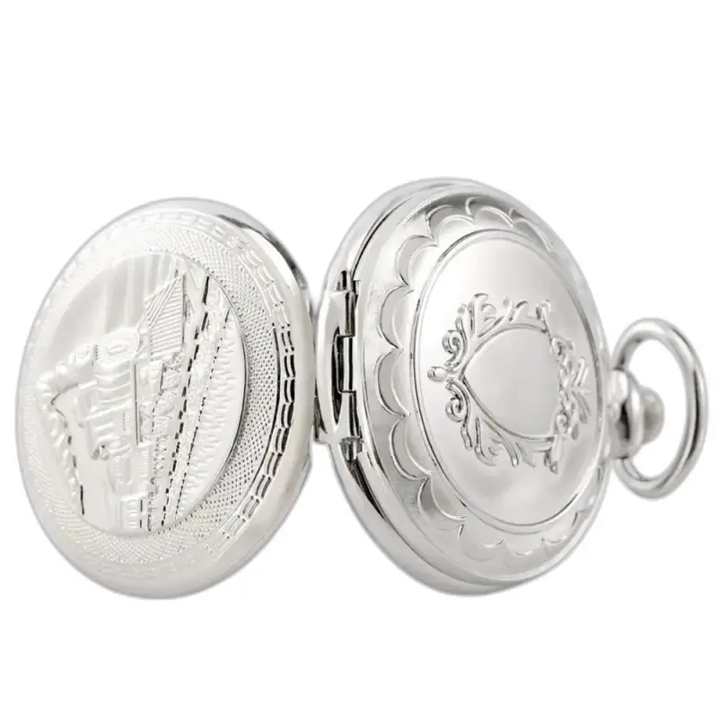 Orologio da tasca meccanico regale di lusso della locomotiva con dettagli ornamentali in argento