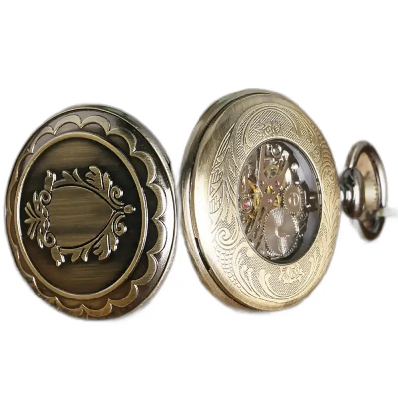 Due orologi da tasca meccanici in bronzo in stile vintage, orologio da tasca di lusso