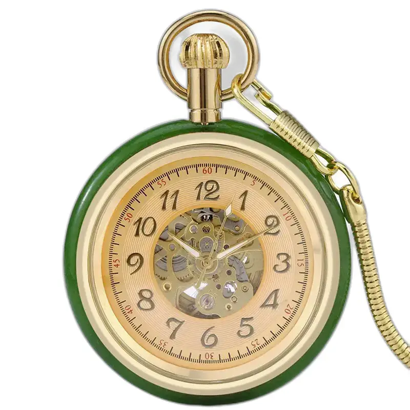 Orologio da tasca meccanico da uomo Luxury Chic con finitura verde e oro