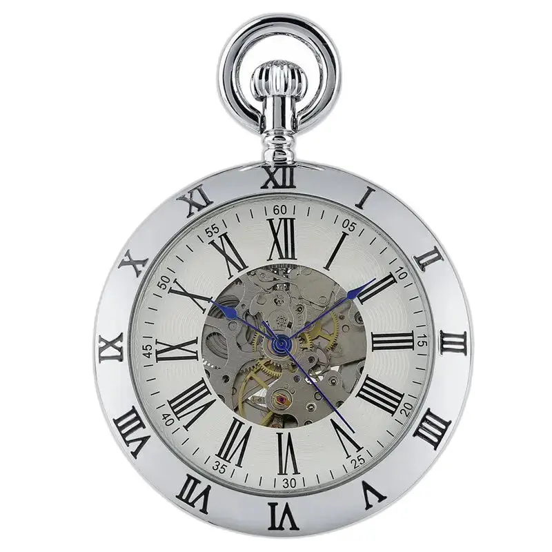 Orologio da tasca in acciaio inossidabile con eleganti numeri romani