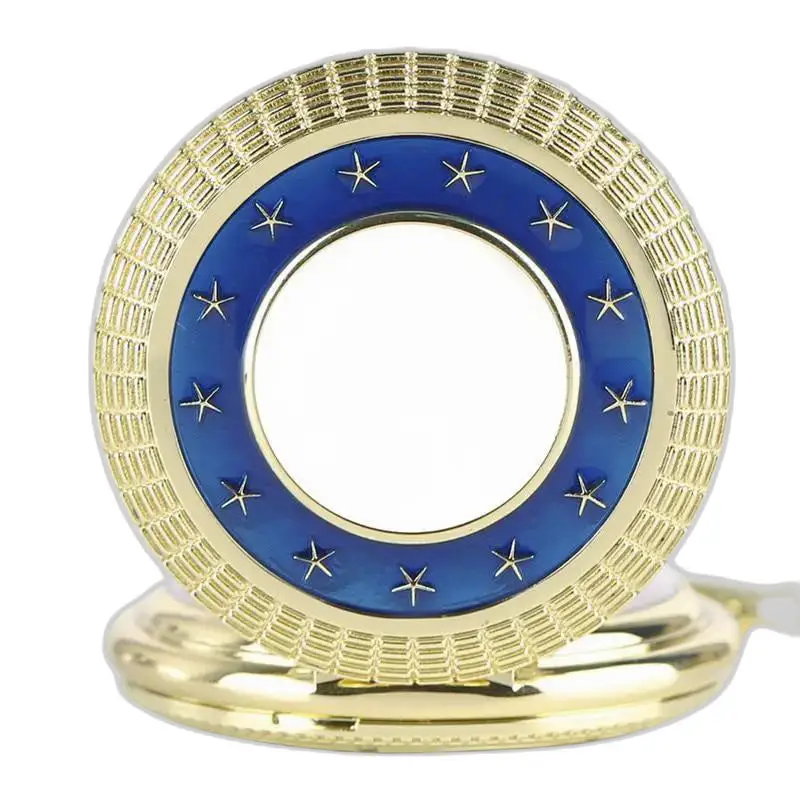 Medaglione d'oro con stella blu per orologio da tasca meccanico Luxury Gold