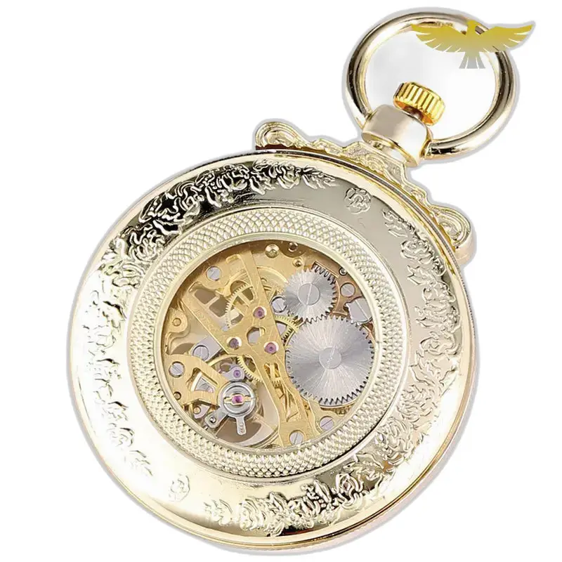Orologio da tasca meccanico di lusso chic color oro con movimento meccanico color oro