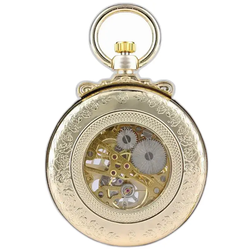 Elegante orologio da tasca meccanico di lusso in oro con raffinato movimento meccanico