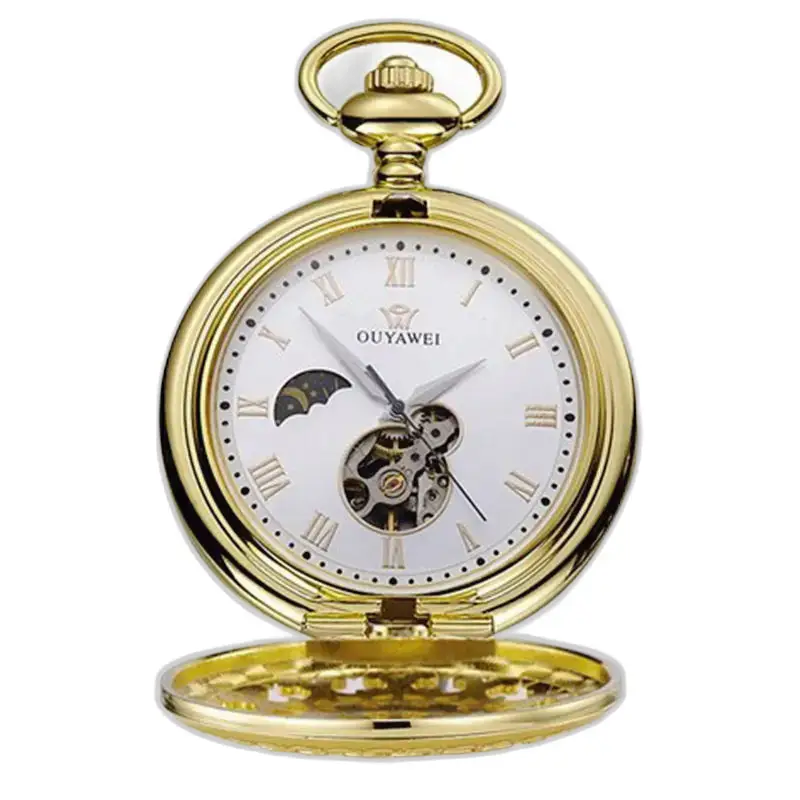 Orologio da tasca meccanico da uomo vintage di lusso in oro colorato elegante e raffinato