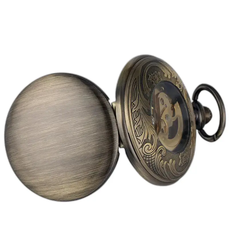 Orologio da Tasca Meccanico Personalizzabile Aperto Luminoso in Bronzo