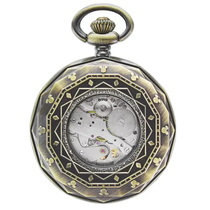 Orologio da tasca meccanico di lusso con fasi lunari dal design antico decorato