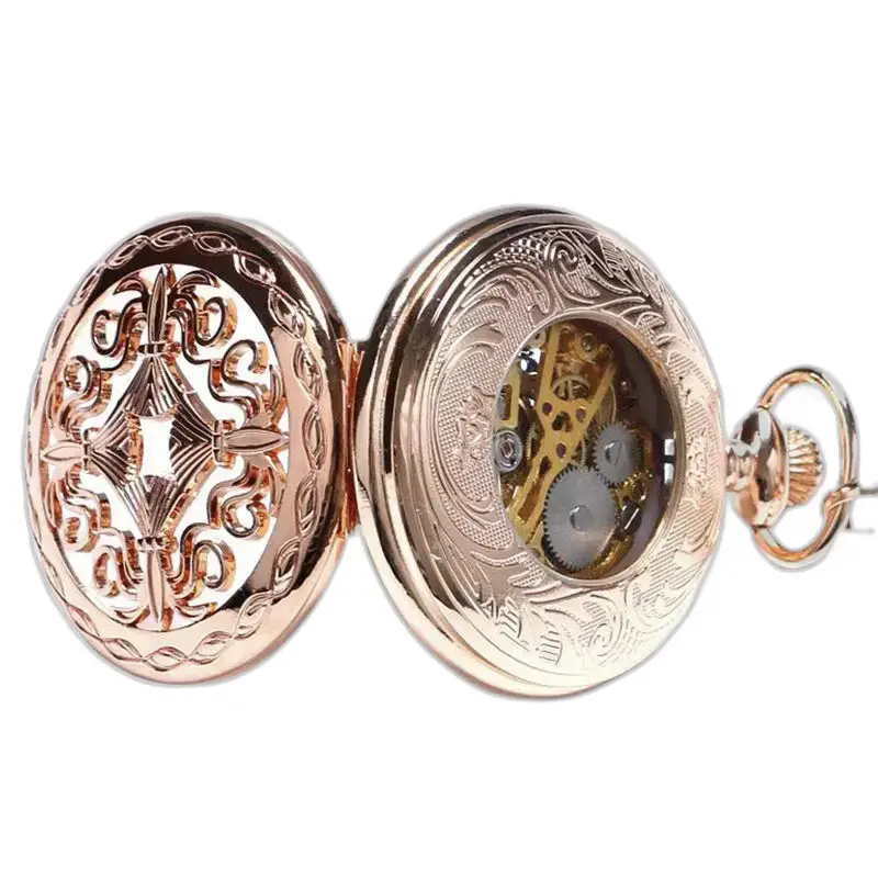 Orologio da tasca meccanico da donna in oro rosa dal design ricercato ed elegante