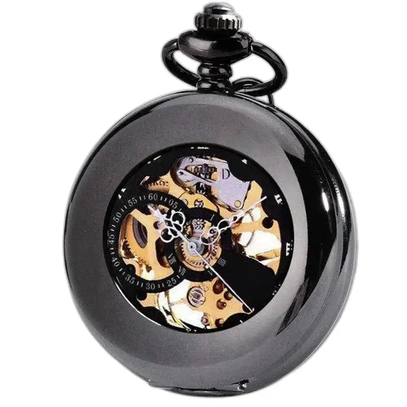Orologio da tasca meccanico scheletrato di lusso con elegante cassa nera
