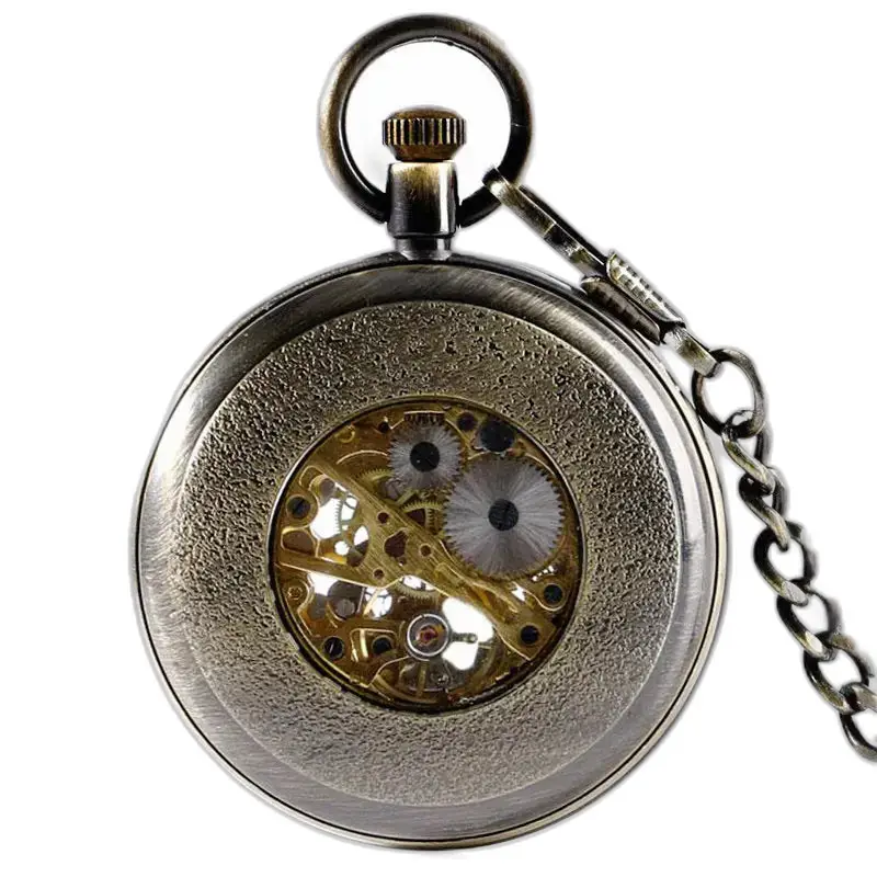 Orologio da tasca meccanico vintage con quadrante aperto di lusso in argento antico
