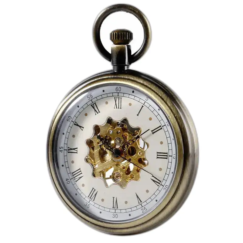 Orologio da tasca meccanico vintage con quadrante aperto e design lussuoso